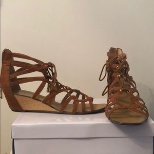 Report Footwear Brown Lace-Up Heeled Sandals